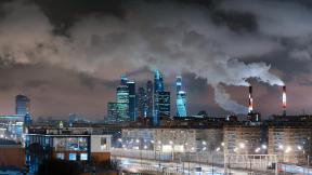 Москва, небоскрёбы, вечер, Россия, ночной город