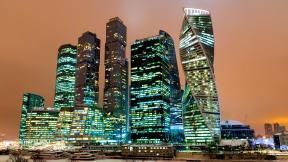 Россия, Москва, небоскрёбы, вечер