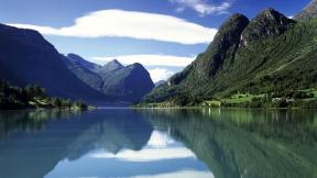 озеро, горы, отражение