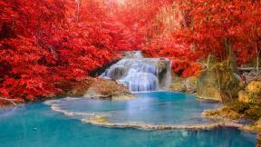 осень, водопад