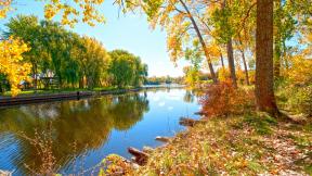 осень, река