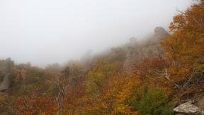 осень, скалы, туман