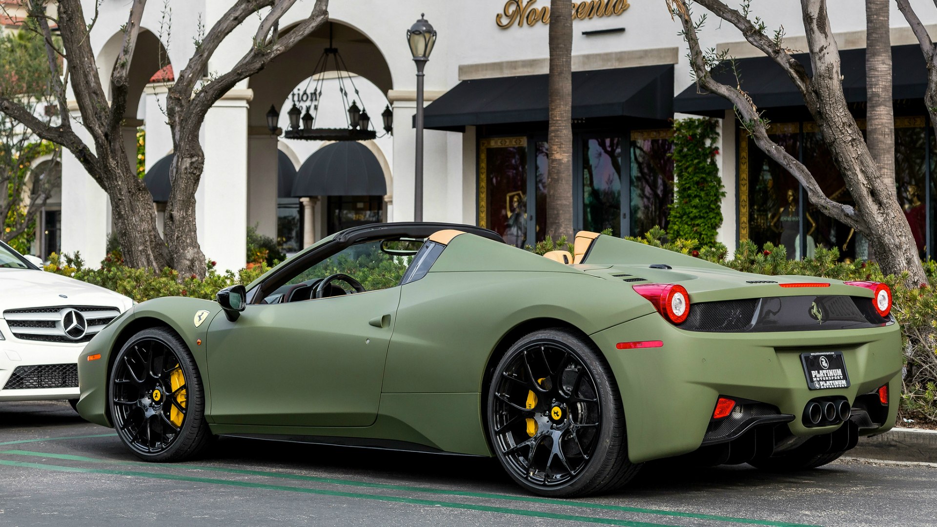 Matte Green Ferrari 458 Italia by Platinum Motorsport HD обои на рабочий  стол (1920х1080)