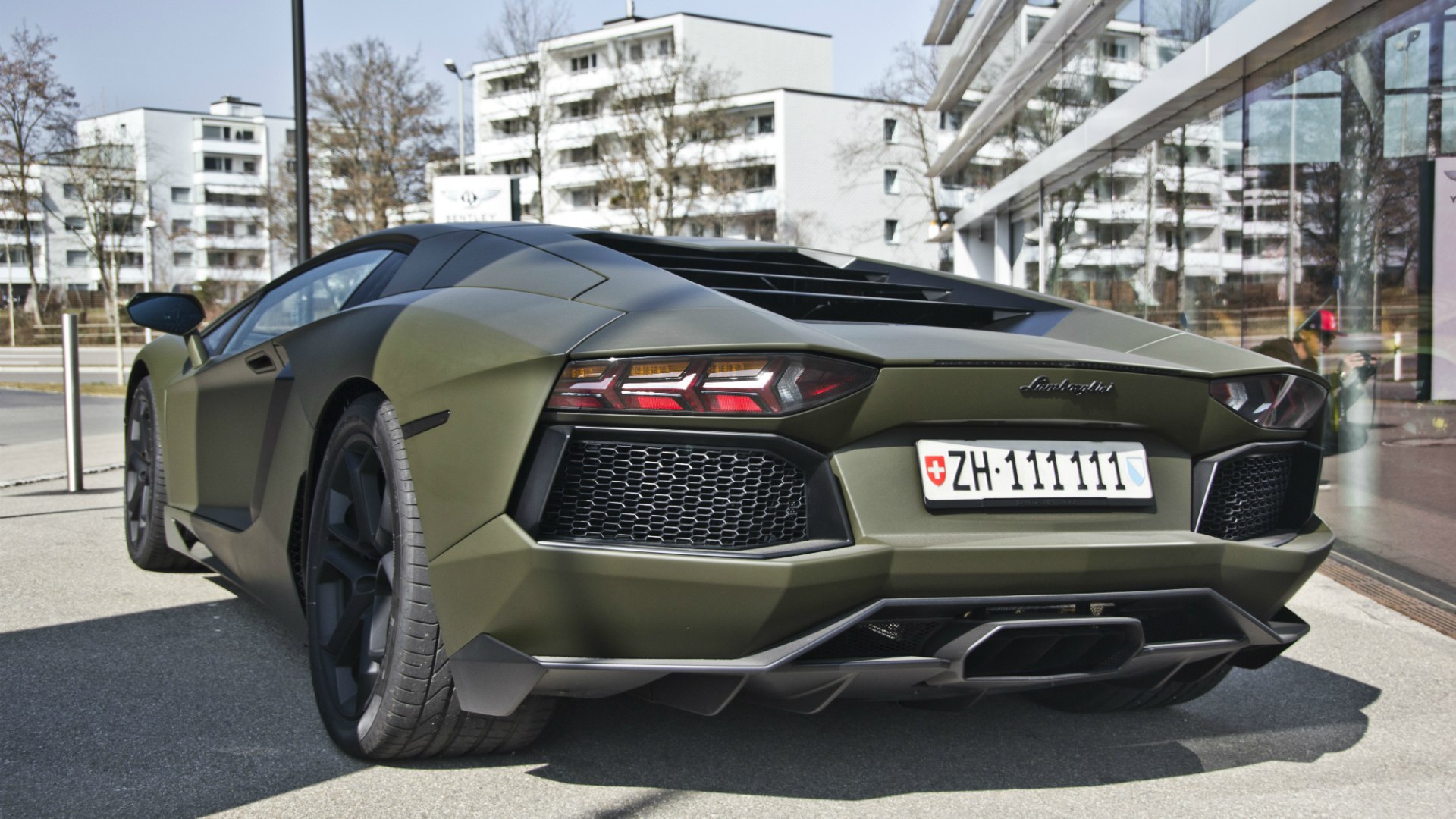 Matte Green Lamborghini Aventador LP 700-4 HD обои на рабочий стол  (1920х1080)