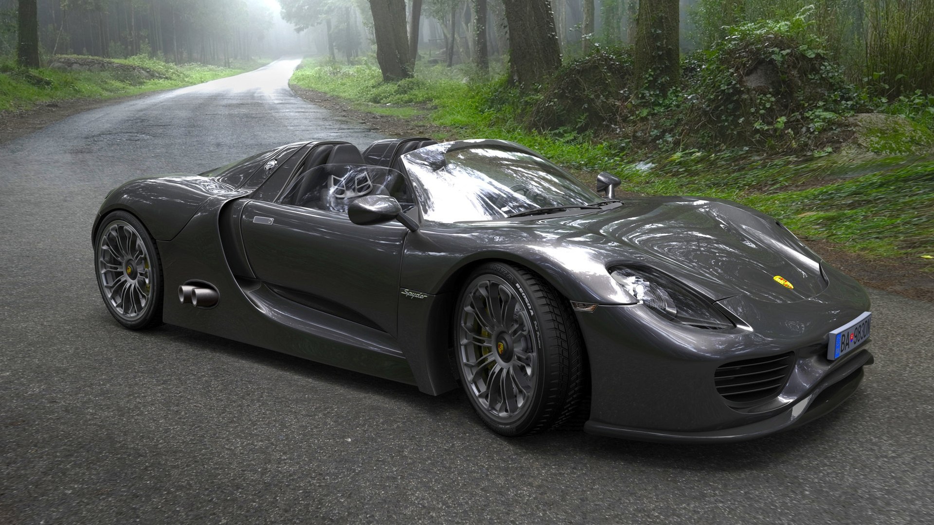 Порше 918 Spyder ночью