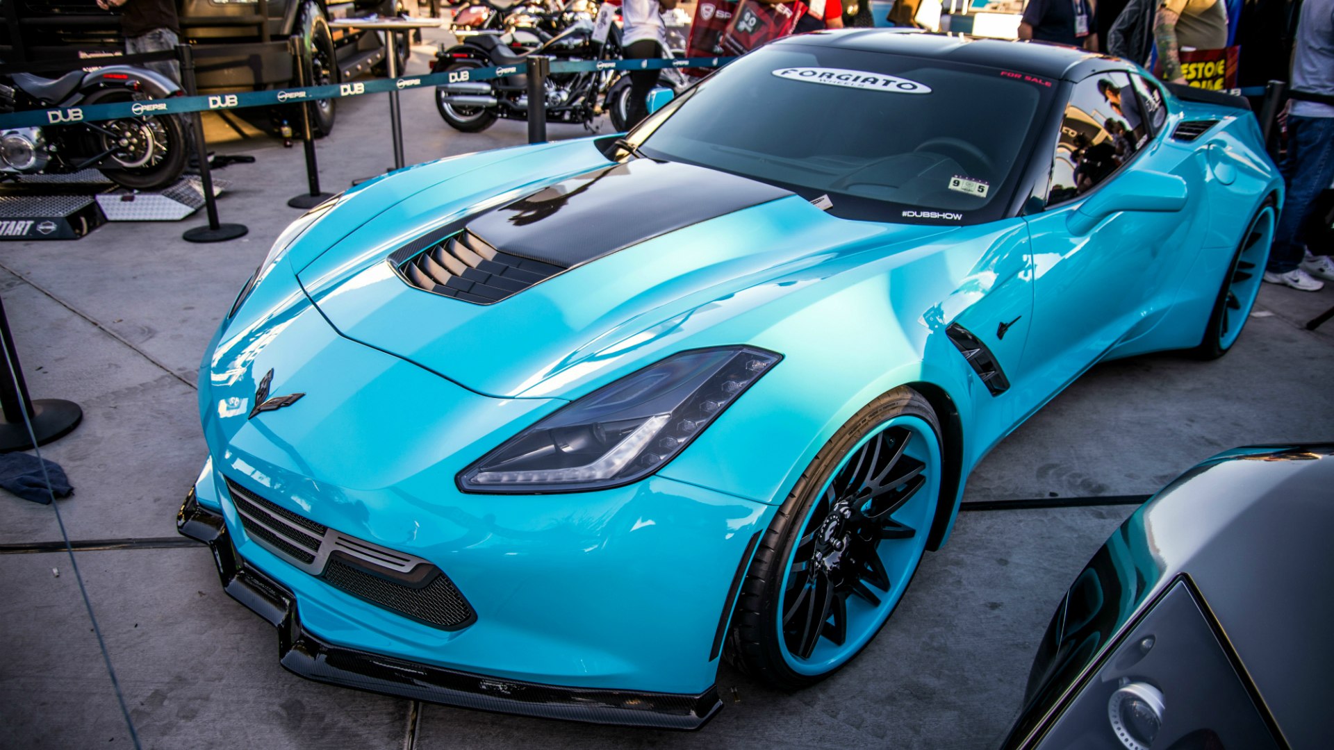 Corvette c7 Тиффани Blue Chrome Wrap