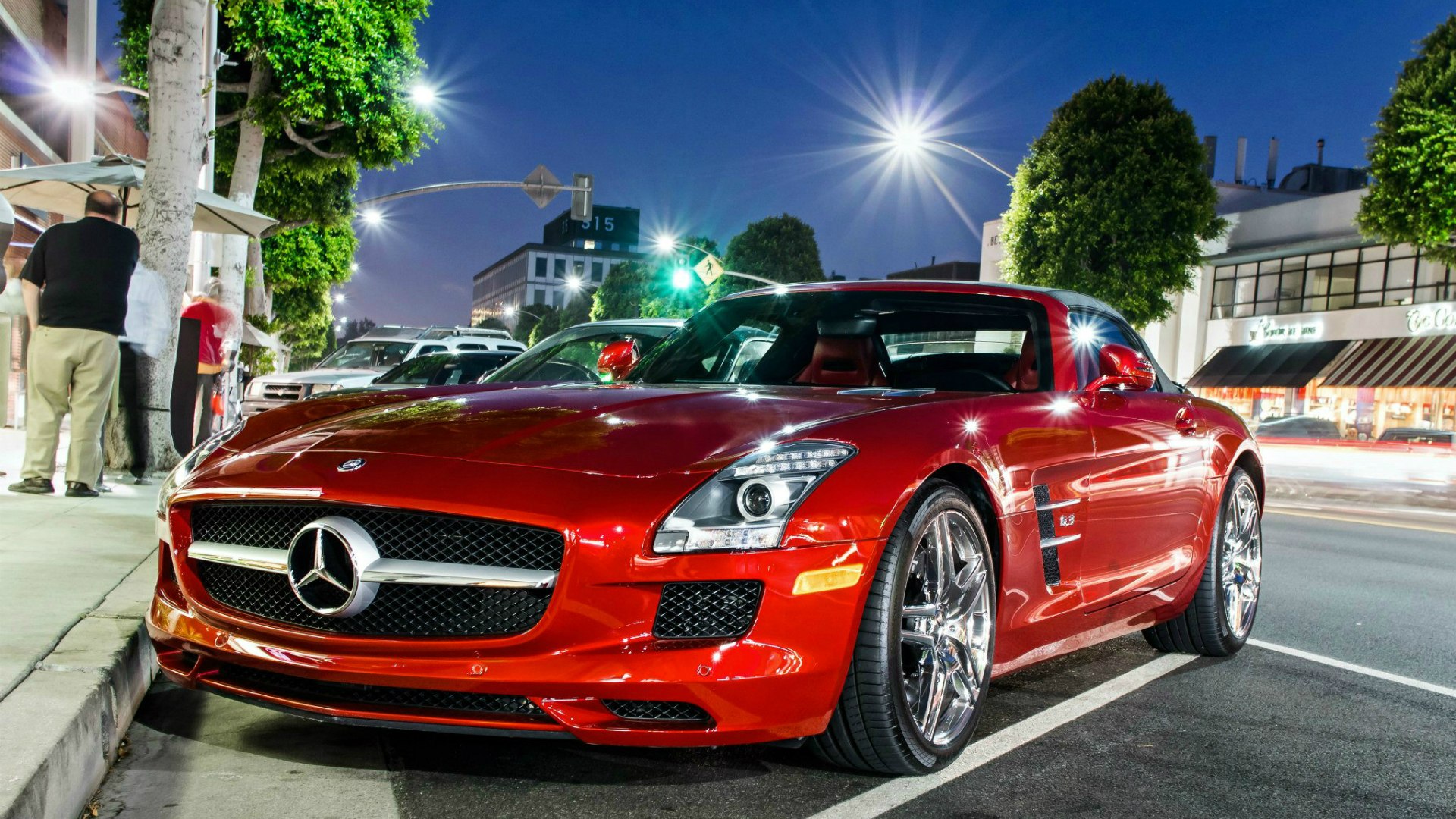 Мерседес SLS AMG черный красный