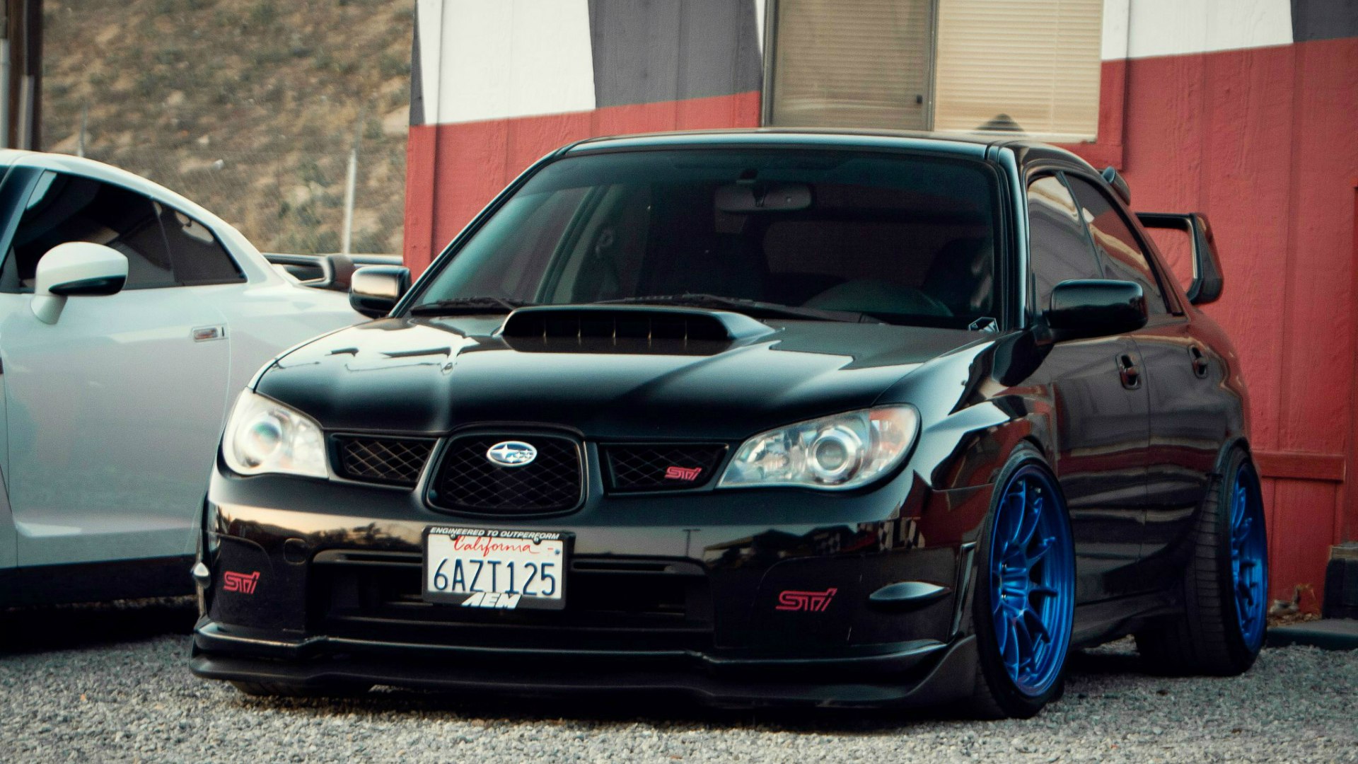 Subaru Impreza WRX STI черный зимой