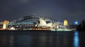 Сидней, море, мост, вечер, Австралия, ночной город