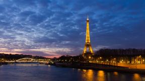 Эйфелева башня, Париж, Франция, вечерний город