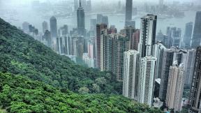Гонконг, небоскрёбы, с высоты