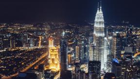 Малайзия, Куала-Лумпур, небоскрёбы, вечер, ночной город