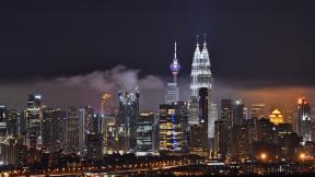 Малайзия, Куала-Лумпур, небоскрёбы, вечер, ночной город