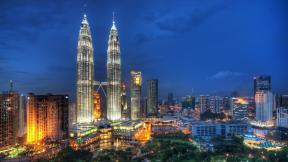 Малайзия, Куала-Лумпур, небоскрёбы, вечер