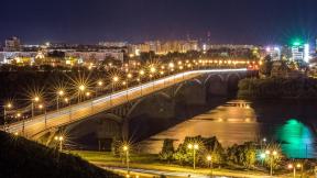 Нижний Новгород, река, Россия, мост, ночь, ночной город