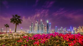 ОАЭ, Дубай, небоскрёбы, вечер, вечерний город