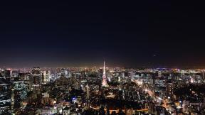 Япония, Токио, небоскрёбы, с высоты, вечер, ночной город