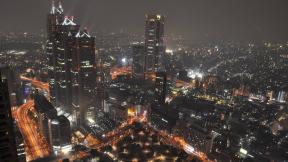 Япония, Токио, небоскрёбы, с высоты, вечер, ночной город