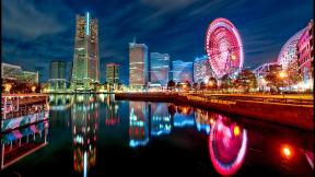 Япония, Токио, река, вечер, вечерний город