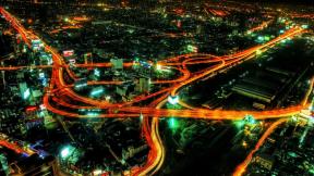 Таиланд, Бангкок, с высоты, вечер, вечерний город, дорога