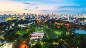 Таиланд, Бангкок, с высоты, вечер, вечерний город, парк