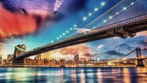 США, Нью-Йорк, мост, река