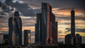 Москва, Россия, небоскрёбы, вечер
