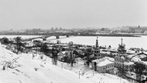 Россия, Нижний Новгород, зима, мост, река
