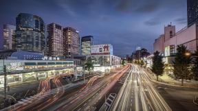 Япония, движение, вечер, вечерний город, дорога