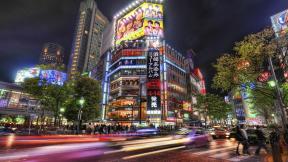 Япония, движение, вечер, вечерний город, дорога