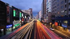Япония, движение, вечер, дорога