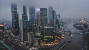 Москва, Россия, небоскрёбы, река, с высоты