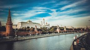 Россия, Москва, Кремль, река, небо, церковь