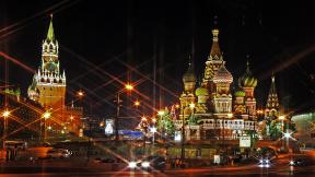 Россия, Москва, собор, Кремль, ночь, ночной город