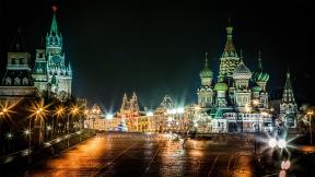 Россия, Москва, собор, Кремль, ночь, Красная площадь, ночной город