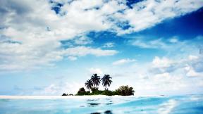 море, остров, пальмы