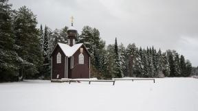 зима, снег, лес, церковь, зимний лес