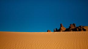 пустыня, песок, скалы, небо, синее небо