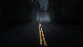 ночь, лес, туман, дорога