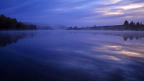 утро, туман, рассвет, озеро