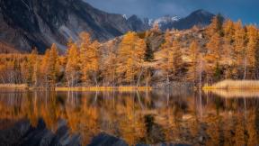 осень, горы, отражение