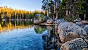 камни, озеро, лес